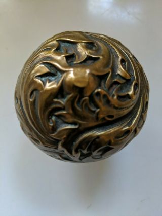 Rare Vintage Art Nouveau Metal Doorknob Heavy & Very Ornate