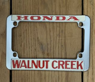 Vintage Chrome Motorcycle License Plate Frame Honda Walnut Creek