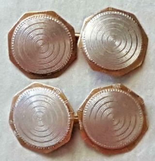 Vintage Deco 14k Gold & Platinum Double Sided Cuff Links 4.  97g