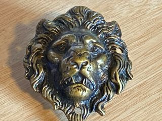 Vintage Antique Lion Head Solid Cast Brass Wall Hook Made in England 1461 2