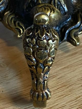Vintage Antique Lion Head Solid Cast Brass Wall Hook Made in England 1461 3
