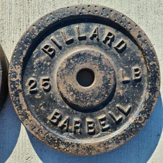 Vintage 25 Lbs Billard Barbell Weight Plates Dimple 2 Total 50 Lbs