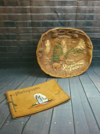 Vintage Yellowstone National Park 12 Inch Souvenir Plate With Empty Photo Album