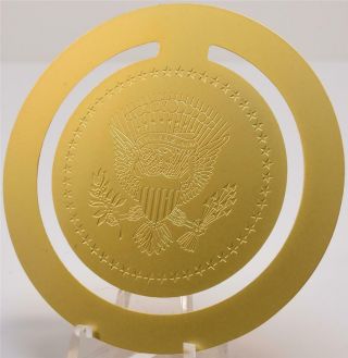 2020 President Donald Trump White House Gift Gold Book Mark Potus Seal Signed