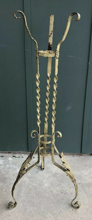 Vintage Antique Shabby Chic Painted Wrought Iron Fern Plant Stand 40”h