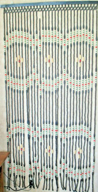 Vintage Wood Door Curtain Design Black Beads Room Divider Hippie Boho
