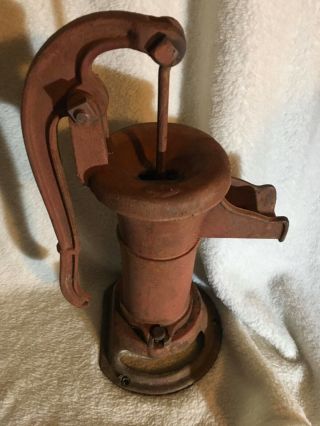 Antique Water Well Pump,  Vintage Cast Iron,  Red Paint,