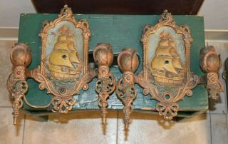 Pair Antique Art Deco Lincoln Wall Lamp Sconce Light Fixture Victorian Nautical
