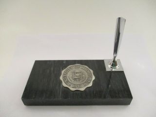 Vintage University Of Michigan Seal Black Marble Pen Pencil Holder Desk U Of M