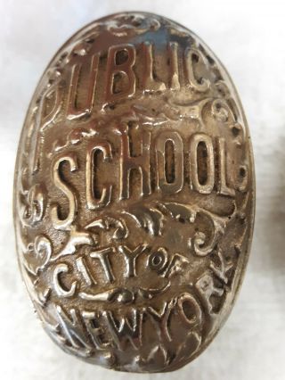 2 - Antique Cast Bronze Brass Door Knobs - From A York City Public School