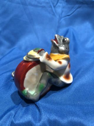 Antique Ceramic Whimsical Frog Drummer Figurine Made In Occupied Japan 2