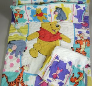 Vtg Winnie The Pooh Nursery Baby Bedding Set Crib Comforter Bumper Bed Skirt 90s