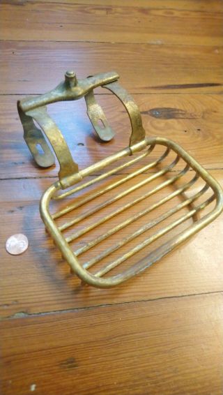 Antique Victorian Solid Brass Claw Foot Tub Soap Holder Dish Vintage