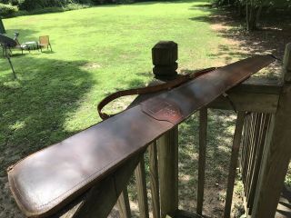 Vintage Boyt Brown Leather Rifle Shotgun Gun Case 49” With Adjustable Strap