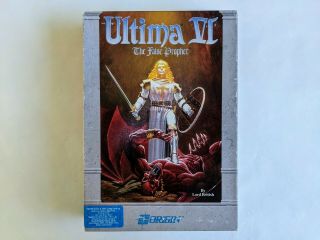 Ultima Vi 6 The False Prophet (1990) Us Pc 3.  5 " Disk Vintage Big Box,  Cloth Map