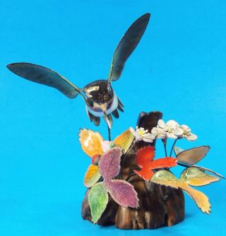 Vintage Signed Norman Brumm Enamel On Copper Hummingbird Sculpture So Sweet