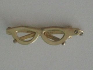 Vintage 14k Gold Cats Eye Glasses Sunglasses Charm Pendant 1 1/4 " Long 2.  5 Grams