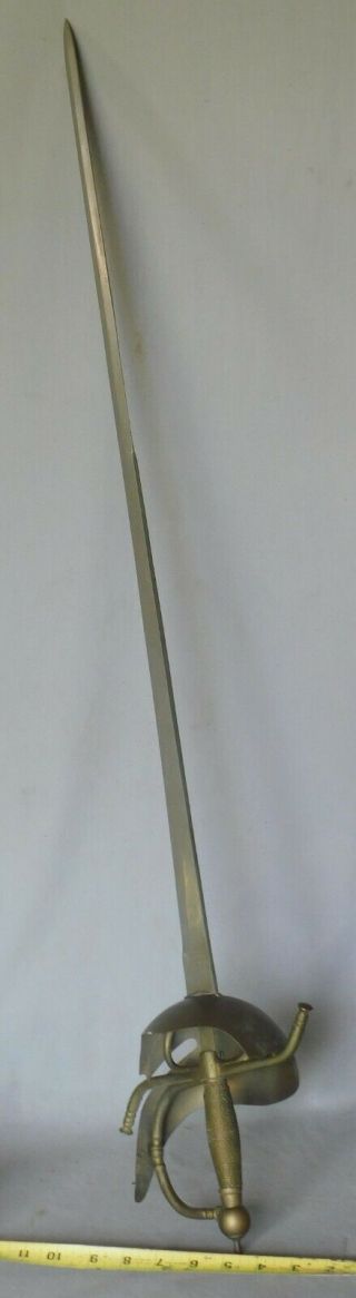 Vintage Spanish Sword Brass Hilt Espada De Carlos Iii Toledo Spain Charles Iii