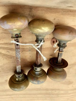 Vintage Old Antique Brass Door Knobs Handles 3pairs 6old English Victorian Small