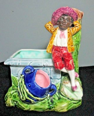 Colorful Porcelain Planter With Latin American Boy Sitting On A Well Different