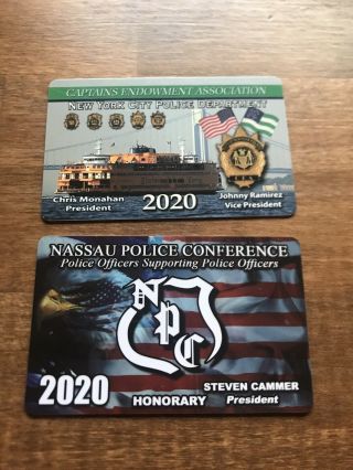 Nypd Pba Authentic 2020 Captains Card And Bonus Nassau (ncpd) Pba Honorary Card