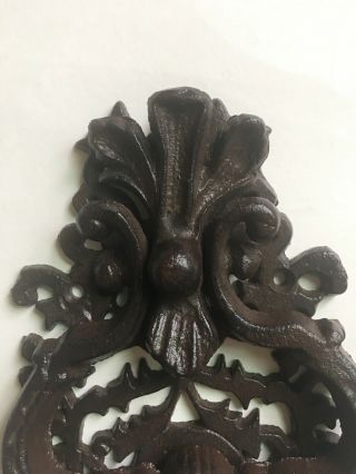 Antique Vintage Ornate Cast Iron Bronze Door Knocker HEAVY Victorian Style 2