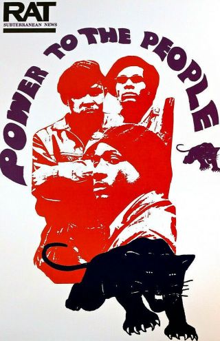 Power To The People - Poster Rat Subterranean News 1968 - Black Panthers - Rare