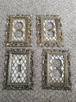 4 American Tack Brass Plug And Light Switch Covers With Extra Ornate Light Cover