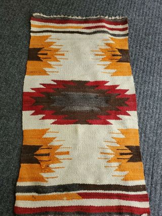 Vintage Navajo Saddle Rug Blanket Native American Indian 33 " X 17 " Orange Red