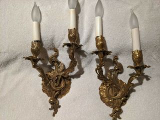 Pair (2) Antique Moddef Lamp Art Solid Brass Wall Sconces