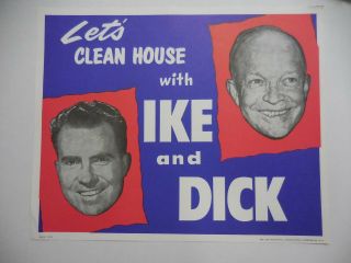 Dwight Eisenhower & Richard Nixon - Campaign Poster 1952 Nos