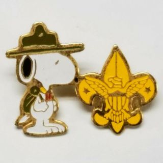 Boy Scouts Of America Snoopy Hat Lapel Pin Vintage 1958 Gold Tone 2 3/4 " X 1 "