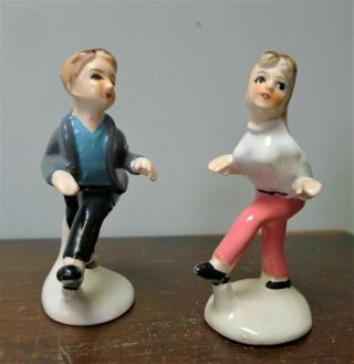 Vintage 1950’s Jitterbug Dancing Boy & Girl Porcelain Figurines J.  L.  Co Japan