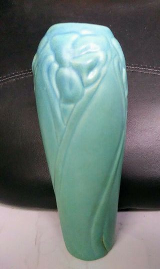 Vintage Art Pottery Van Briggle " Daffodils " Vase Ming Turquoise/blue Glaze