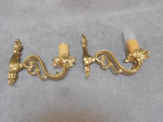 1960s Pair French Vintage Bronze Wall Light Sconces