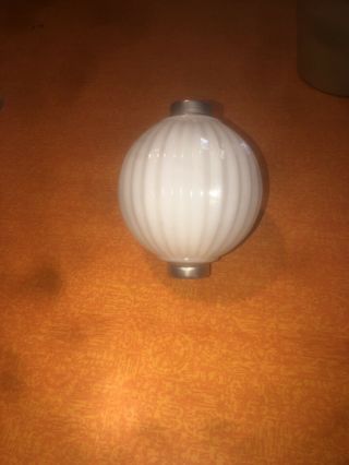 1 Vintage Lightning Rod Ball Ribbed White Milk Glass Mid Century Weathervane