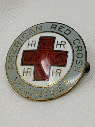 Vintage American Red Cross Arc Pin Volunteer Sterling Gray Hr