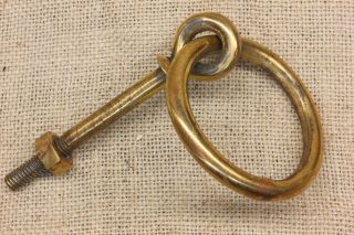 Old Hitching Post Ring Horse Tie Solid Brass 2 3/4” Barn Find Vintage Rustic