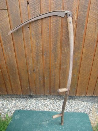 Vintage Antique 55 " Long Scythe Hay Grain Sickle Farm Tool Blade Is 26 " Long
