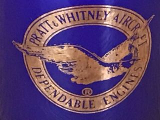 Vintage Pratt & Whitney Dependable Engines Coffee Cup Mug - Blue W/gold Leaf