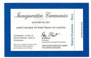 2017 Donald Trump Inauguration Ceremonies Ticket