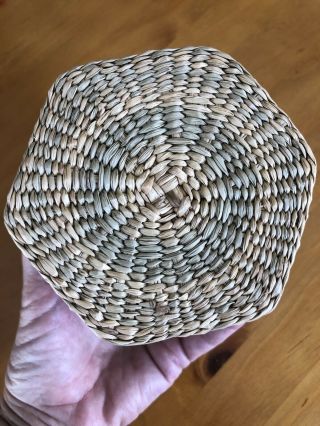 Sweetgrass Basket With Decorated Lid 4 1/2” Wide X 3” Tall 3
