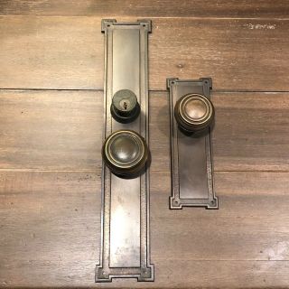 Antique Vintage Victorian Decorative Solid Brass Door Knobs Back Plate Hardware