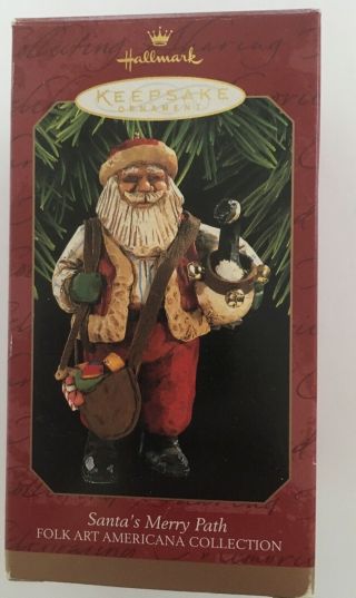 Santa’s Merry Path 1997 Folk Art Americana Hallmark Keepsake Ornament