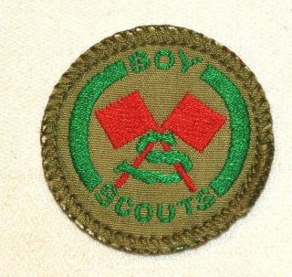 Boy Scout Signaller Green Rope S Proficiency Award Badge White Back Troop Large