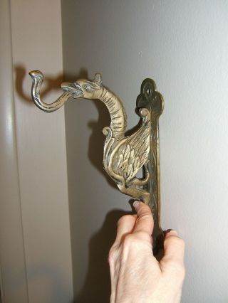 Vintage Brass Metal Figural Dragon Coat Hat Wall Hook
