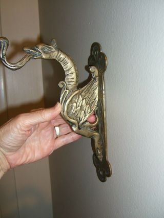 Vintage Brass Metal Figural Dragon Coat Hat Wall Hook 2
