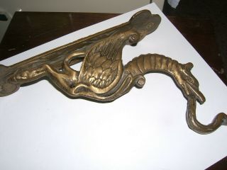 Vintage Brass Metal Figural Dragon Coat Hat Wall Hook 3