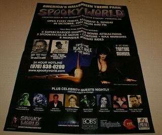 Spooky World Ma Horror Theme Park 2002 Halloween Elvira 18 " X 24 " Poster Rare