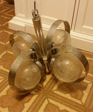 Vintage Mid Century Modern Hanging Lamp Great Design 4 Chrome Glass Balls